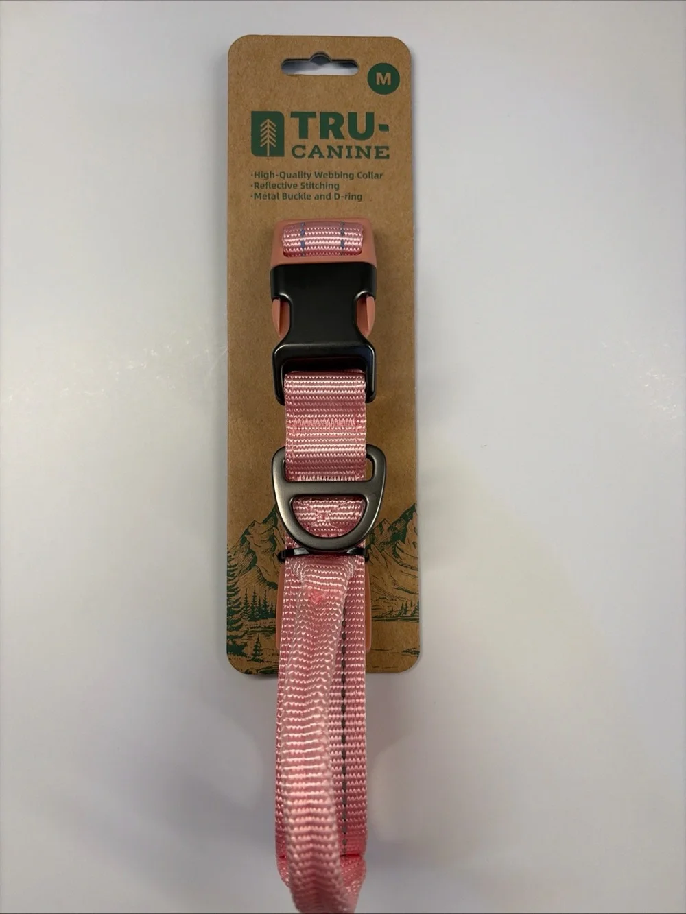 Pink Reflective  Heavy duty dog collar - size Medium